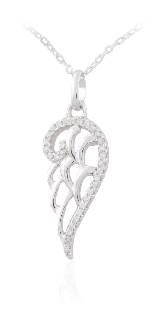 Sterling Silver CZ Angel Wing Pendant N4087