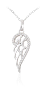 Sterling Silver CZ Angel Wing Pendant