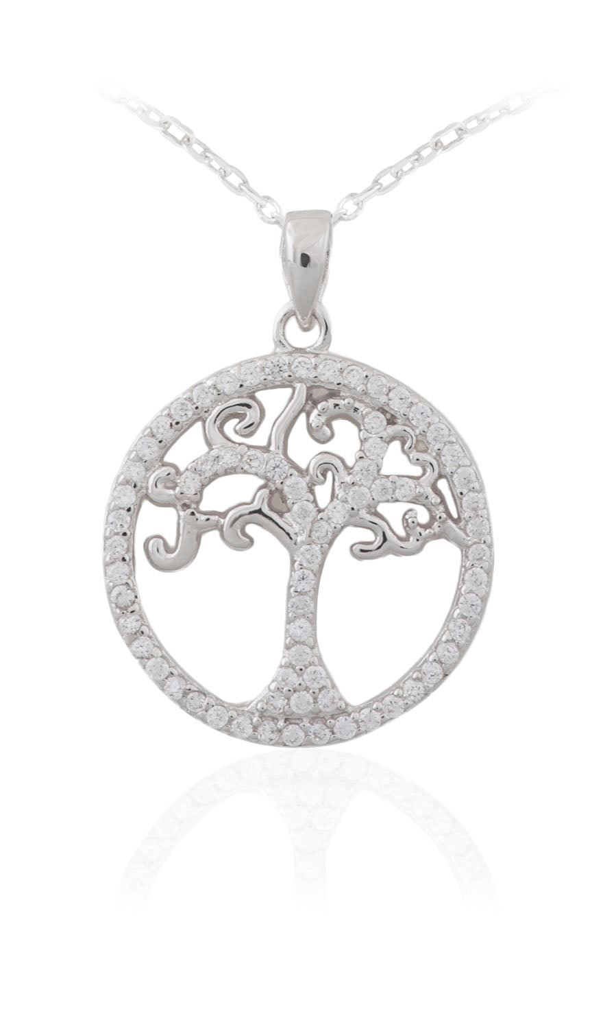 Sterling Silver CZ Tree Of Life Pendant