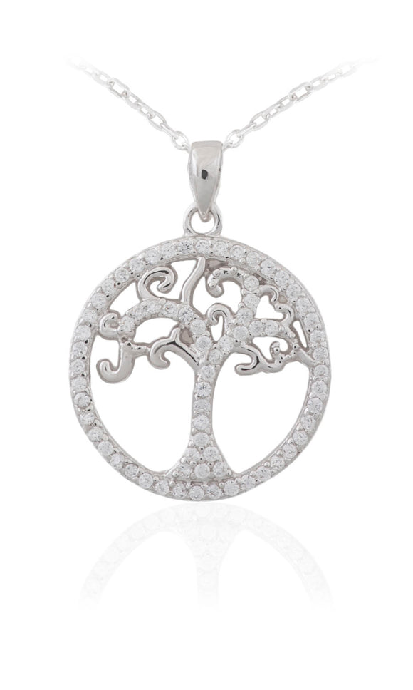 Sterling Silver CZ Tree Of Life Pendant