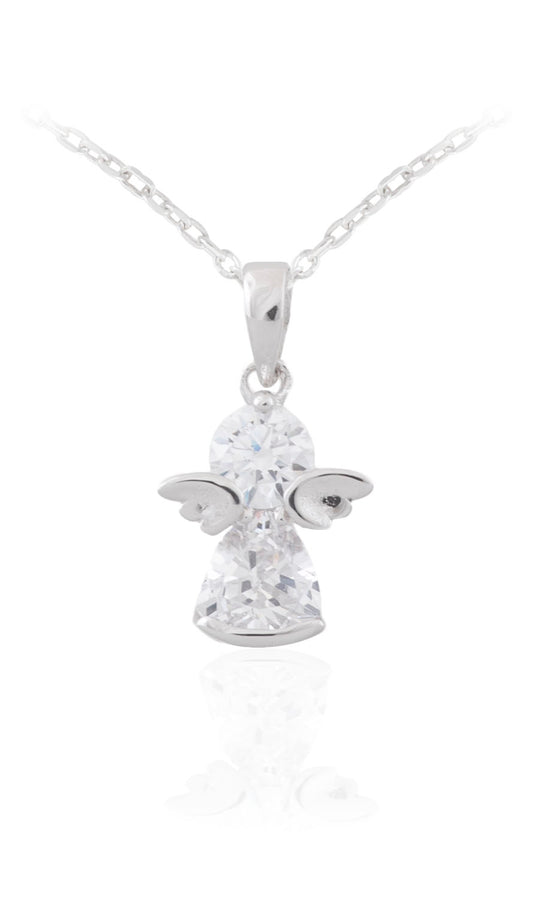 Sterling Silver CZ Angel Pendant N4109