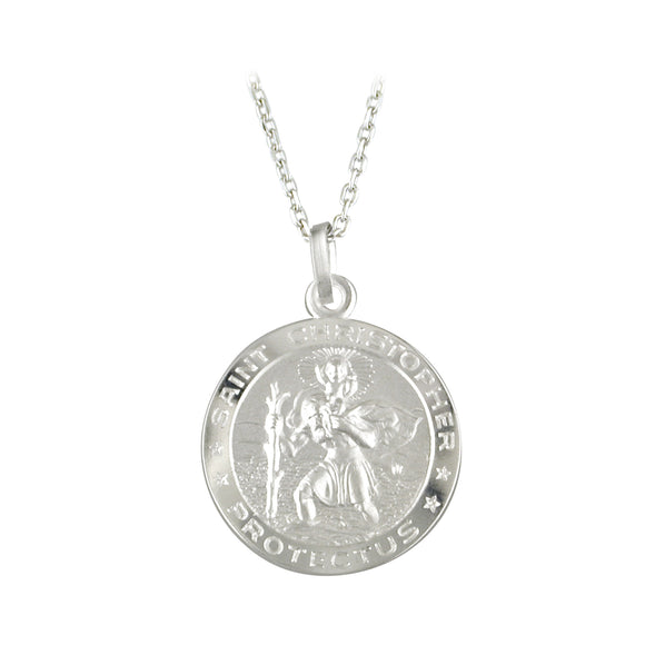 Sterling Silver 18mm Round St. Christopher Medal N4205