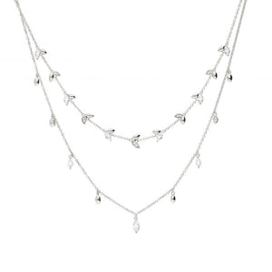 Diamonfire Marquise And Multi-Stone Detail Double Row Necklace (N4418)