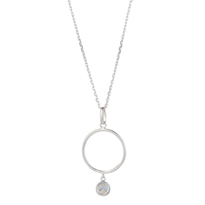Sterling Silver Open Circle Drop Pendant with Rubover CZ