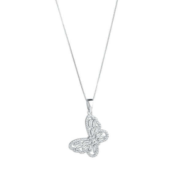 Sterling Silver CZ Elaborate Butterfly Pendant