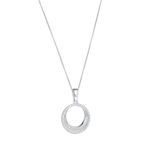 Sterling Silver CZ Baguette Circle Necklet