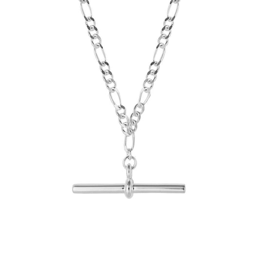 Sterling Silver Fine Figaro T-Bar Chain