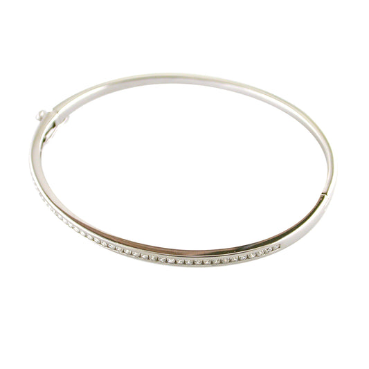 Sterling Silver CZ Channel Set Bangle N5018