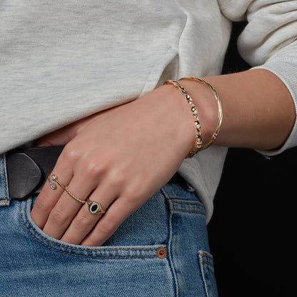 Sterling Silver 18ct Gold Ribbon Twist Bangle N5020