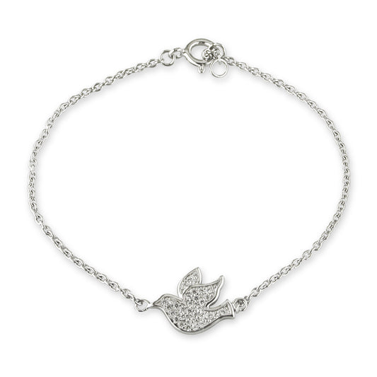 Sterling Silver CZ Dove Bracelet N8020