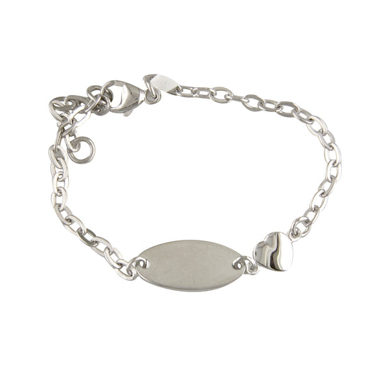 Sterling Silver Kids Engravable Identity Heart Bracelet