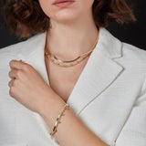 Sterling Silver 18ct Gold Snake & Herringbone Layered Bracelet