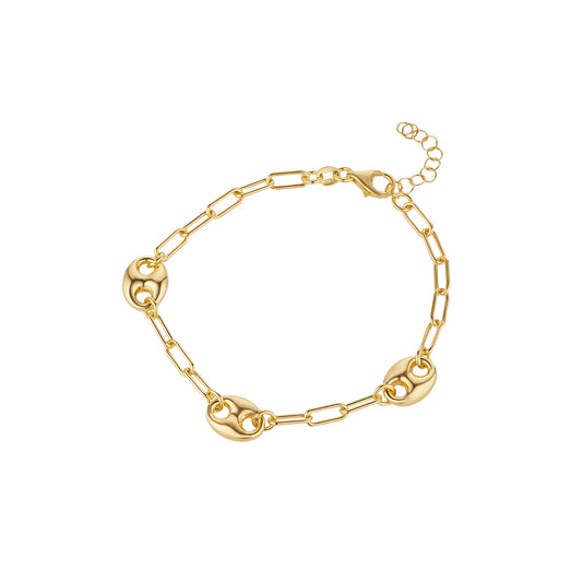 Sterling Silver 18ct Gold Gucci Paperlink Bracelet