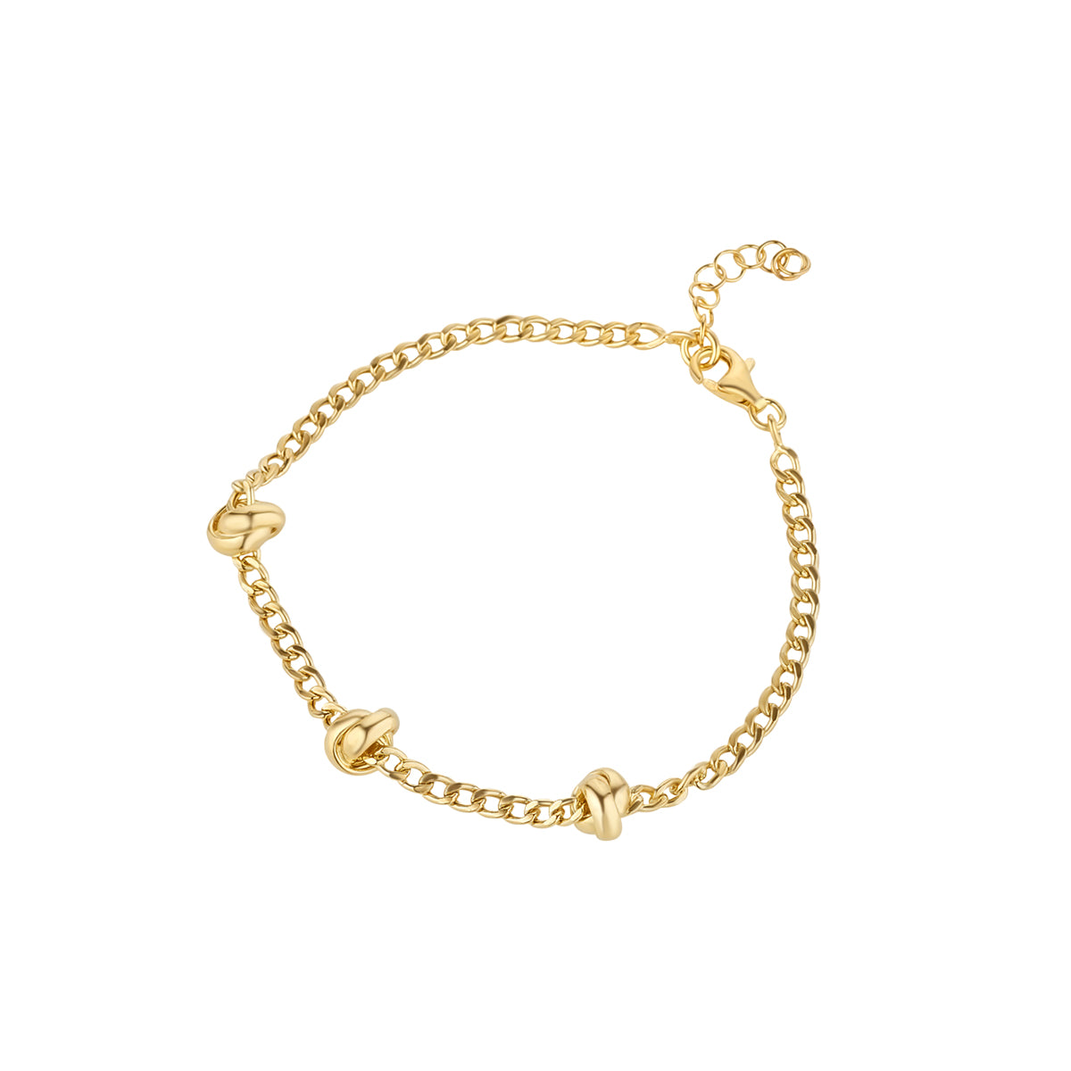 Sterling Silver 18ct Gold Love Knot Curb Chain Bracelet