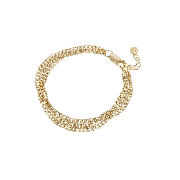 Sterling Silver 18ct Gold Triple Layered Curb Chain Bracelet