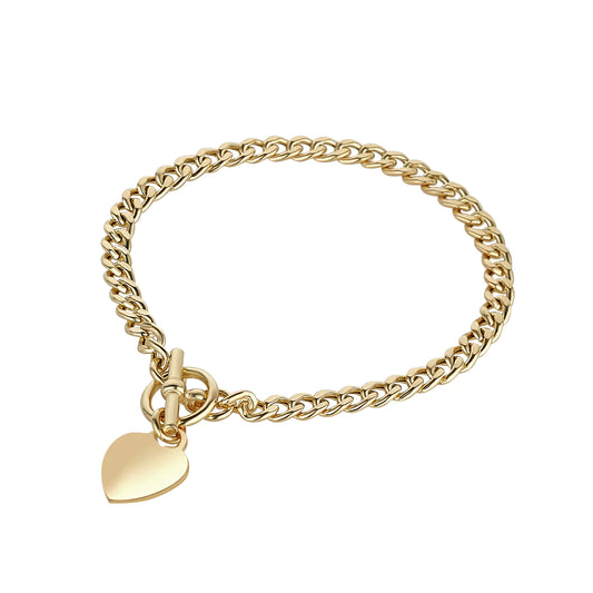 18ct Gold Sterling Silver Heart T-Bar Bracelet N8120