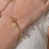 18ct Gold Sterling Silver Heart T-Bar Bracelet N8120