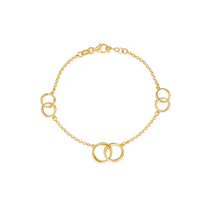 Sterling Silver 18ct Gold Interlocking Circles Bracelet