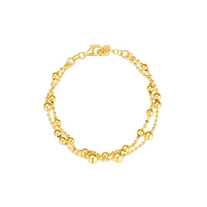 Sterling Silver 18ct Gold Double Ball Chain Bracelet