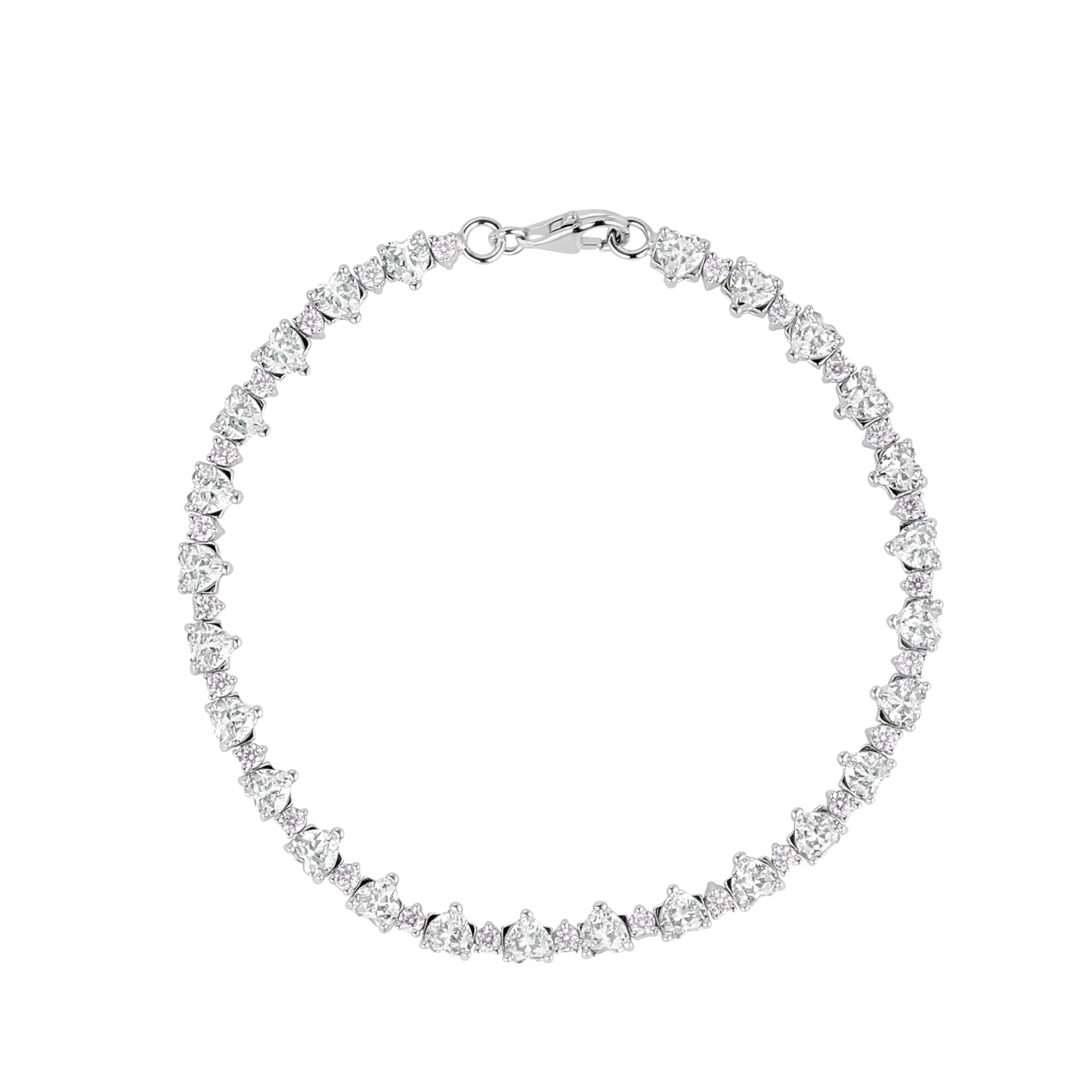 Silver CZ 4mm Heart Tennis Bracelet