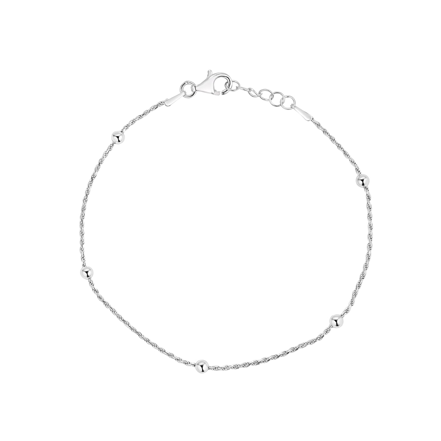 Silver Ball Roped Fine Bracelet