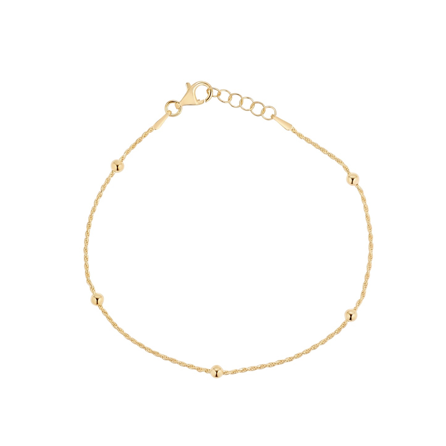 Silver 18ct Gold Plated Ball Roped Fine Bracelet N8151