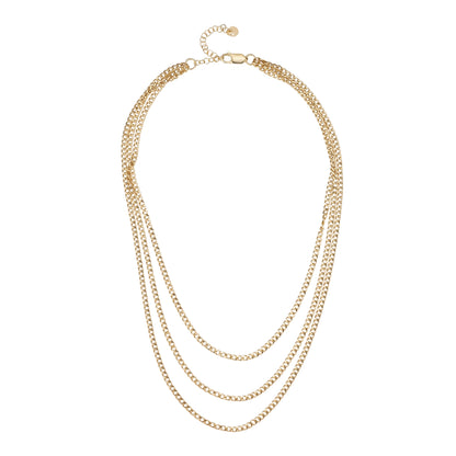 Sterling Silver 18ct Gold Triple Layered Curb Chain Necklet