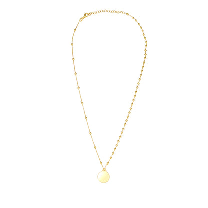 Sterling Silver 18ct Gold Ball Chain Engravable Disc Necklet