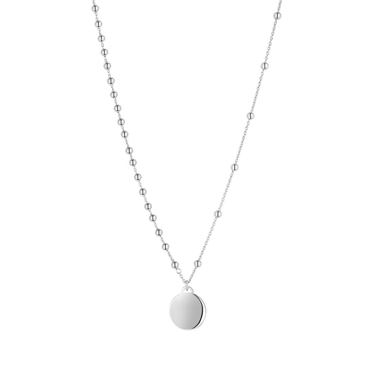 Sterling Silver Ball Chain Engravable Disc Necklet N9085