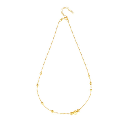 Sterling Silver 18ct Gold Multi-size Ball Chain Necklace