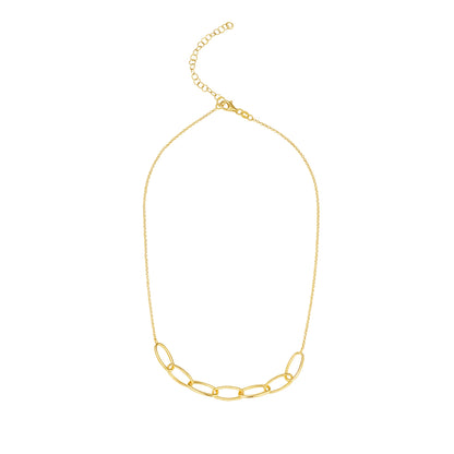 Silver 18ct Gold Oval Textured Link Necklet