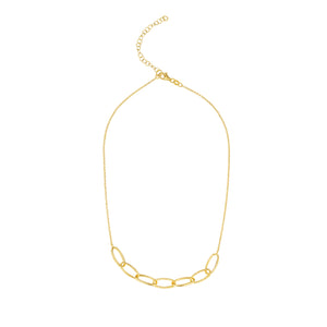 Silver 18ct Gold Oval Textured Link Necklet