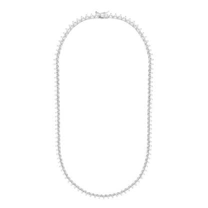 Silver CZ 4mm Heart Tennis Necklet 45cm N9094