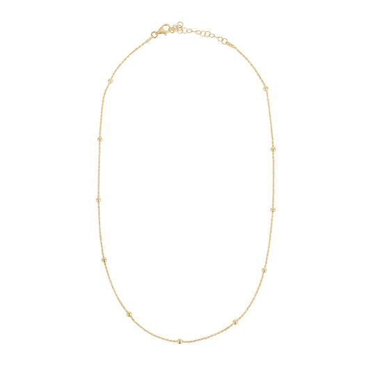 Silver 18ct Gold Ball Roped Fine Chain N9096