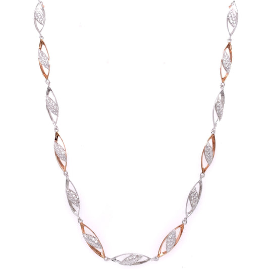 Sterling Silver & Rose CZ  Necklet NC304