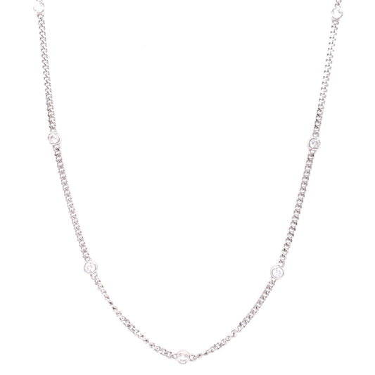 Sterling Silver 7 Station CZ Curb Necklet NC313