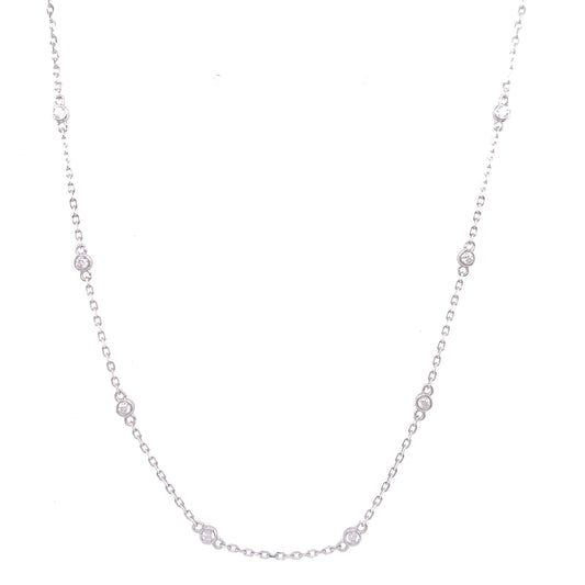 Sterling Silver 10 CZ Raindrop Necklet