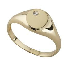 9ct Gold Round CZ set Signet Ring