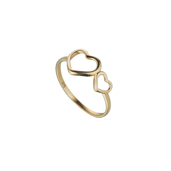 9ct Gold Double Heart Ring GR412
