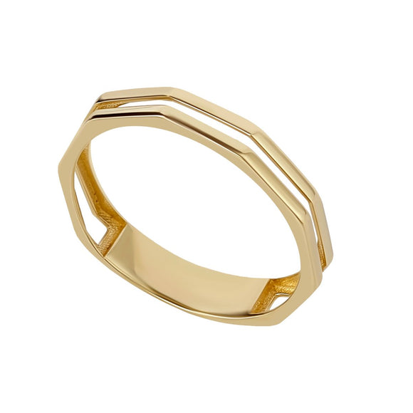 9ct Yellow Gold Double Faceted Band Ring