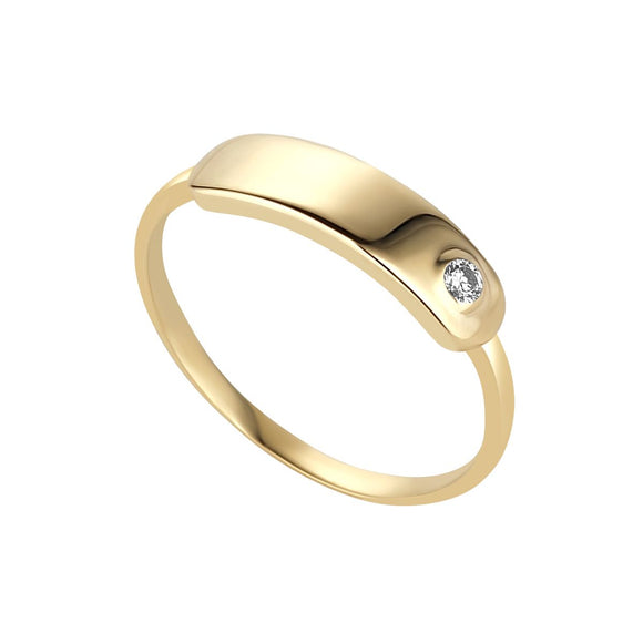 9ct Gold CZ ID Plate Ring