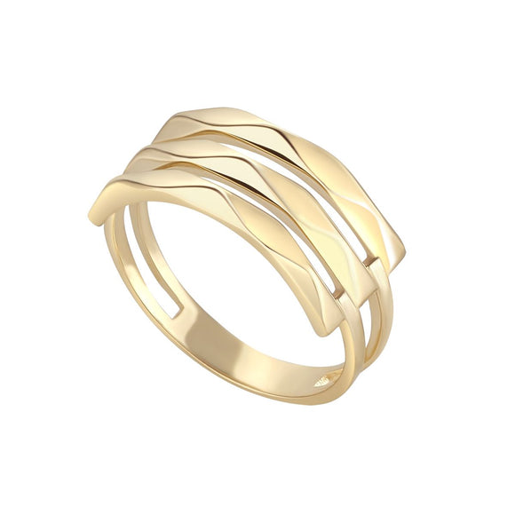 9ct Yellow Gold 3 Wavy Lines Ring