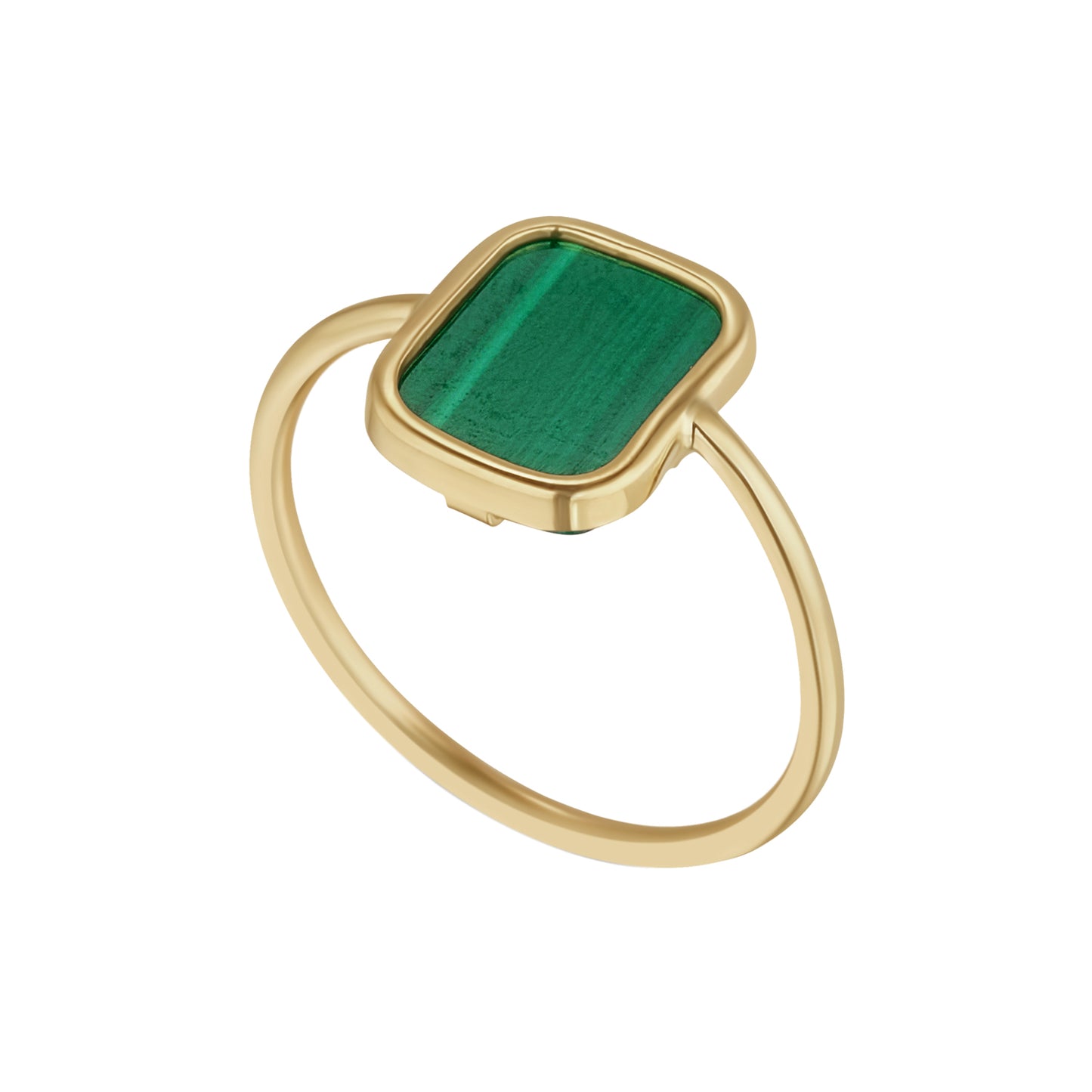 9ct Gold Malachite Rectangle Ring