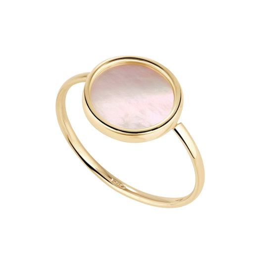 9ct Gold Mother of Pearl Disc Ring