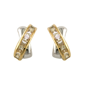 9ct Gold Two-tone CZ Crossover  Earrings