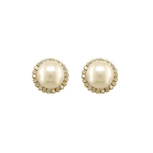 9ct Gold Freshwater Pearl  CZ Halo Stud Earrings
