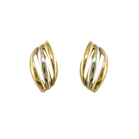 9ct Gold Two-tone 3-Bar Earrings