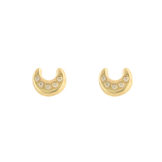 9ct Gold Moon CZ Earrings