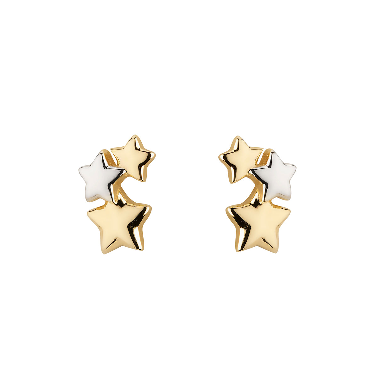 9ct Gold Star Trilogy Stud Earrings