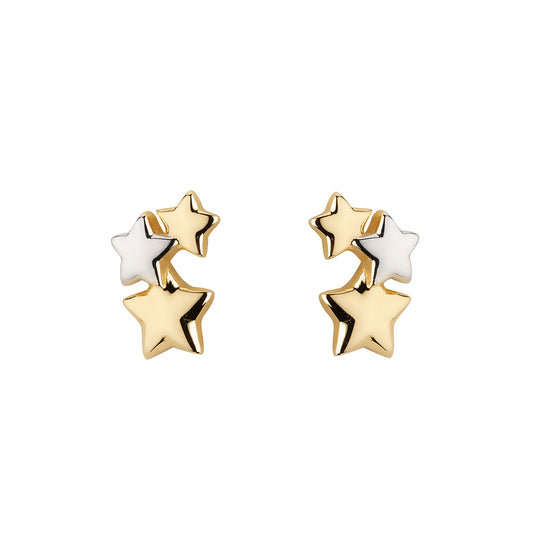 9ct Gold Star Trilogy Stud Earrings